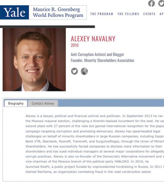 aleksej navalnyj yale world fellows jelskij universitet